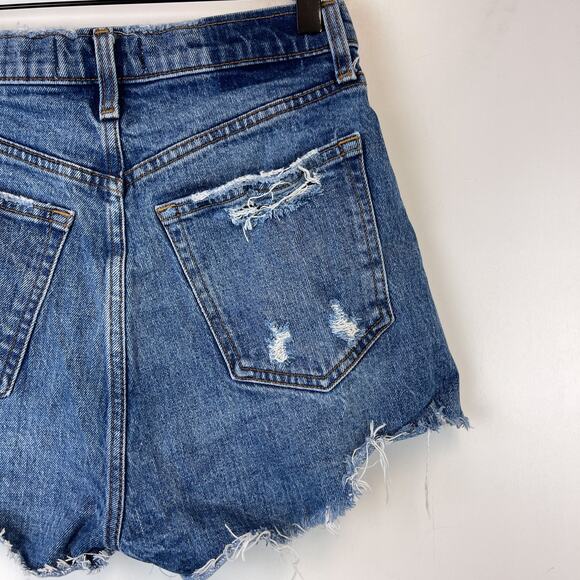 Abercrombie & Fitch 26 2 High Rise Mom Short Curve Love Denim Cut Off Blue - Picture 4 of 8